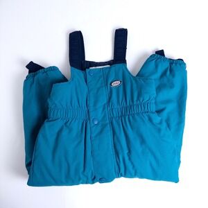 Vintage Y2K LL Bean Snow Bib Kids 4T Teal Blue Insulated Winter Ski Pants